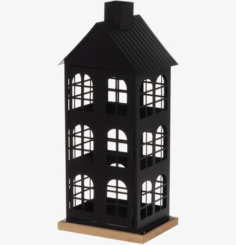 Ljuslykta Hus Svart/Natur 42cm 4Living Lyktor Endless Light Ljuslyktor