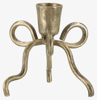 Bild av liten ljusstake i antik mässing med rosettdetalj