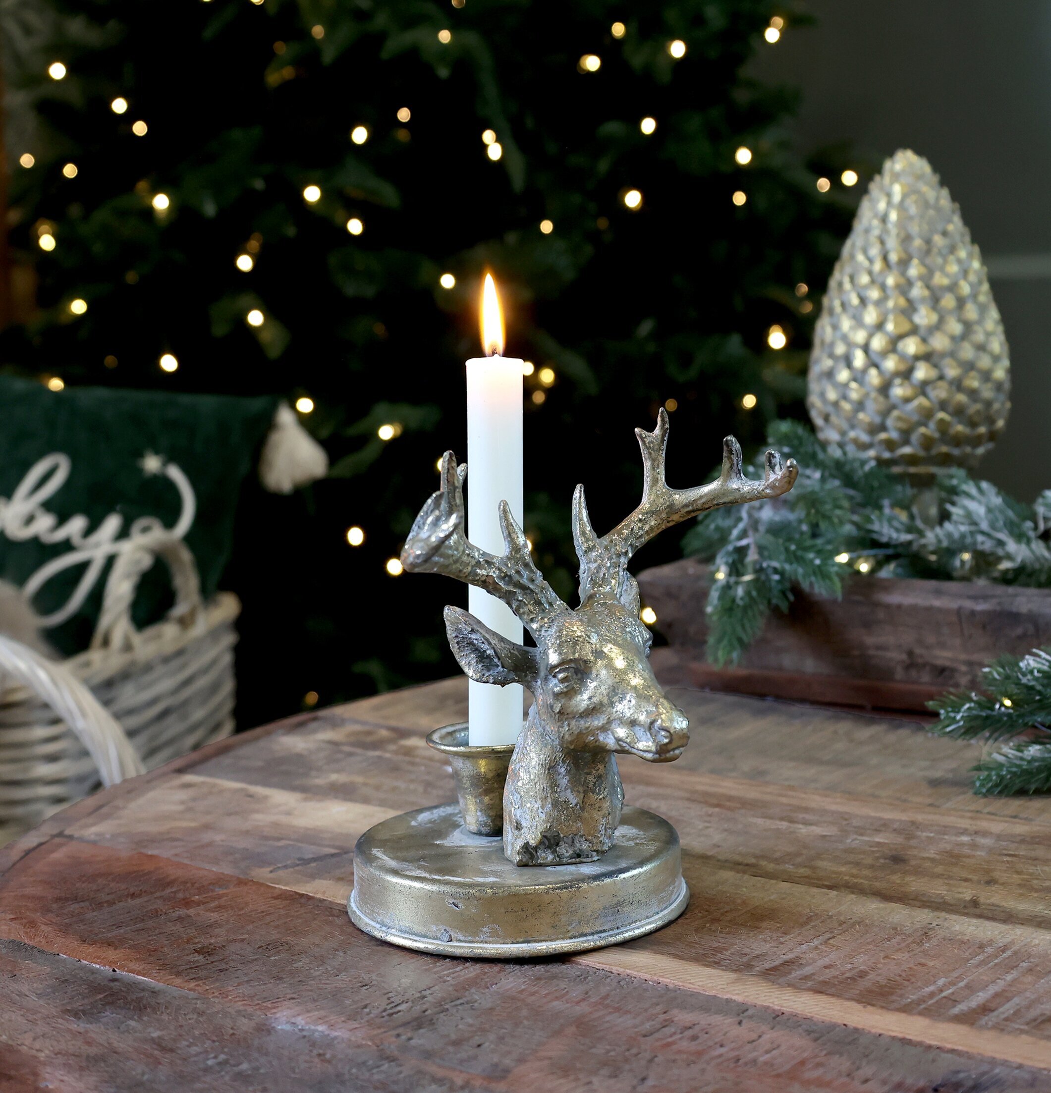 Ljusstake Hjort Antik Mässing Chic Antique Ljusstakar Adventsstakar Ljushållare Ljushyllor