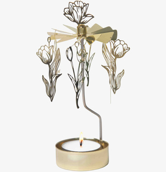 Bild på dekorativt änglaspel med tulpanmotiv i guldfinish