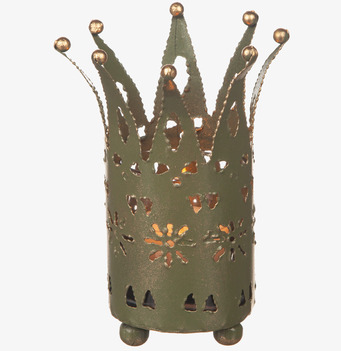 Bild av dekorativ ljuslykta i hamrad metall med kronform