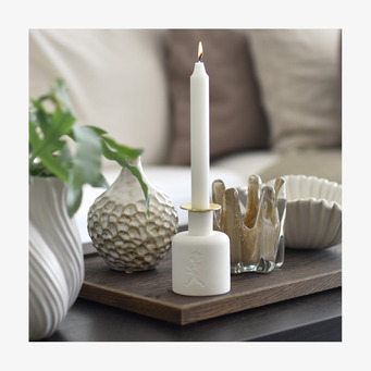 Keramikljusstake - Vit Solstickan Ljusstakar Adventsstakar Ljushållare Ljushyllor