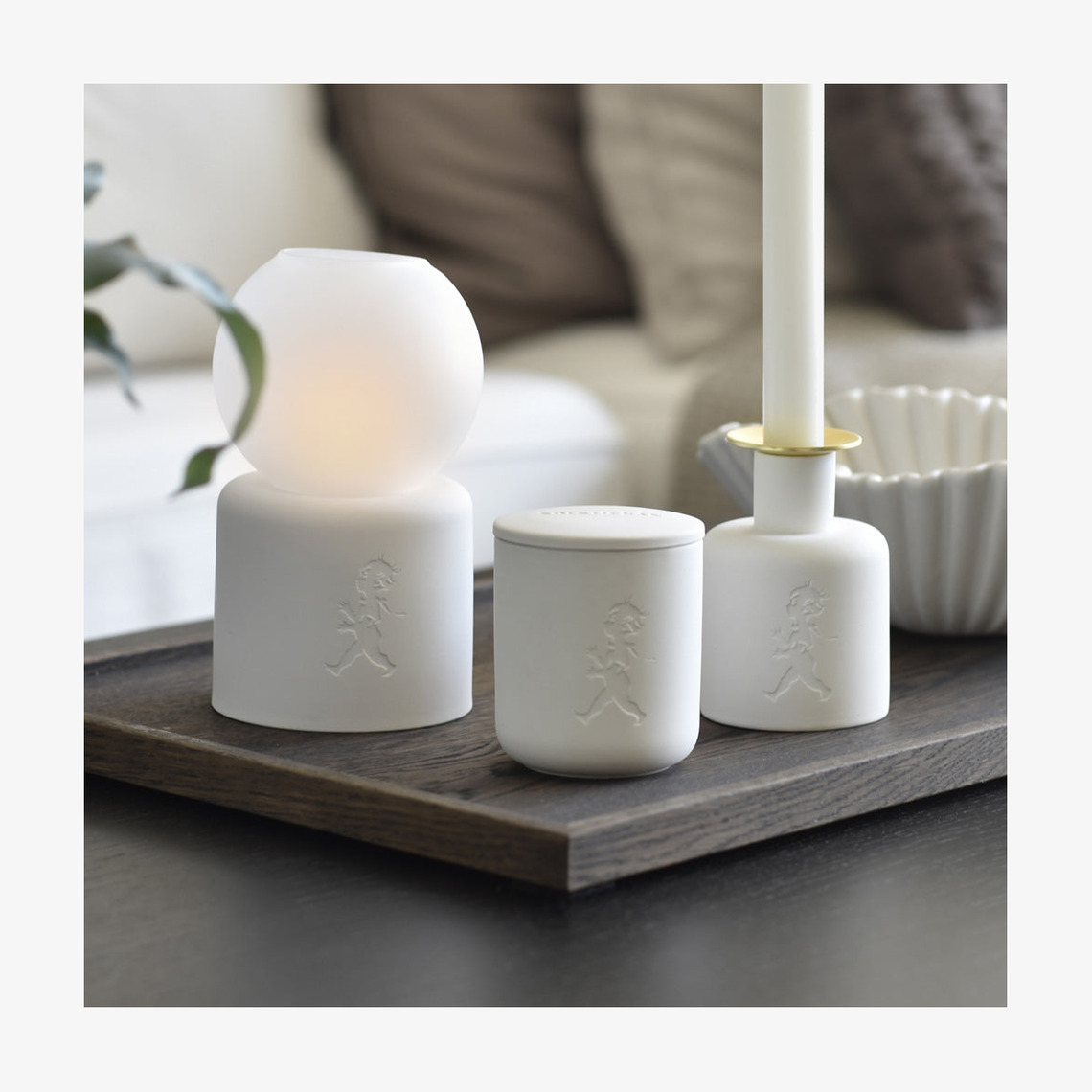 Keramikljusstake - Vit Solstickan Ljusstakar Adventsstakar Ljushållare Ljushyllor