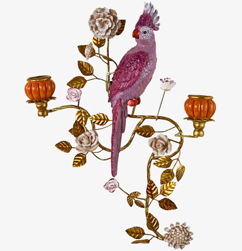 Väggljusstake Papegoja Orange/Rosa Werner Voss Ljusstakar Adventsstakar Ljushållare Ljushyllor