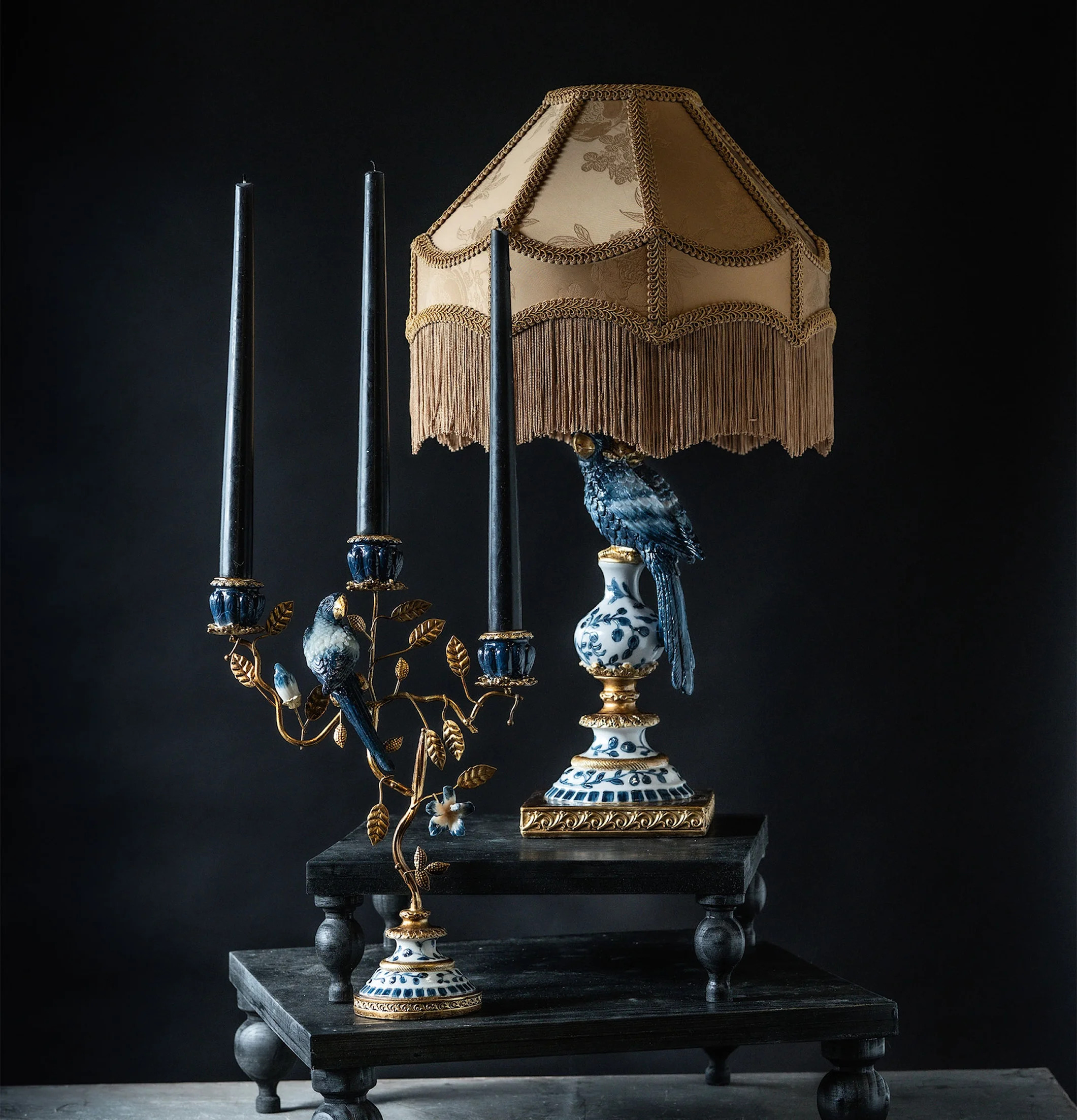 Ljusstake Fågelblad Blå A Lot Decoration Ljusstakar Adventsstakar Ljushållare Ljushyllor