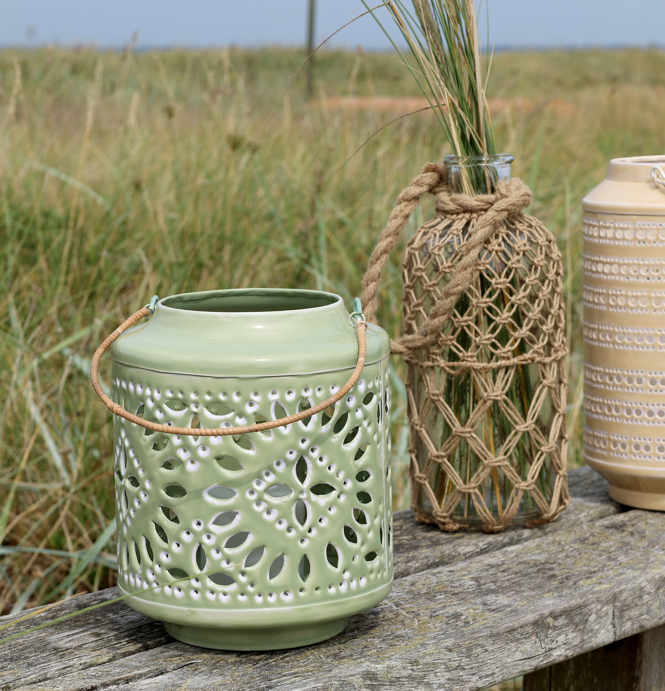 Ljuslykta Emalj Grön Chic Antique Lyktor Endless Light Ljuslyktor Övrig prydnad/dekoration för inredning utemiljö