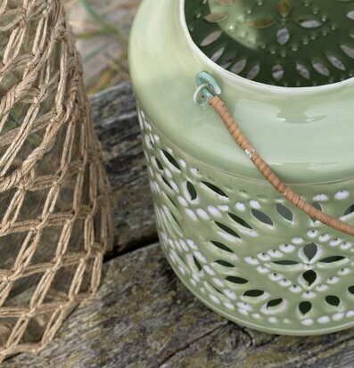 Ljuslykta Emalj Grön Chic Antique Lyktor Endless Light Ljuslyktor Övrig prydnad/dekoration för inredning utemiljö