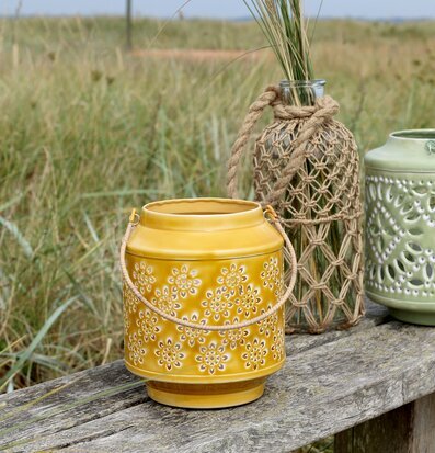 Ljuslykta Emalj Gul Chic Antique Lyktor Endless Light Ljuslyktor Övrig prydnad/dekoration för inredning utemiljö