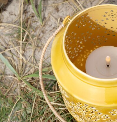 Ljuslykta Emalj Gul Chic Antique Lyktor Endless Light Ljuslyktor Övrig prydnad/dekoration för inredning utemiljö