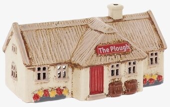 Foto: Keramik ljuslykta pubhus med stråtak The Plough