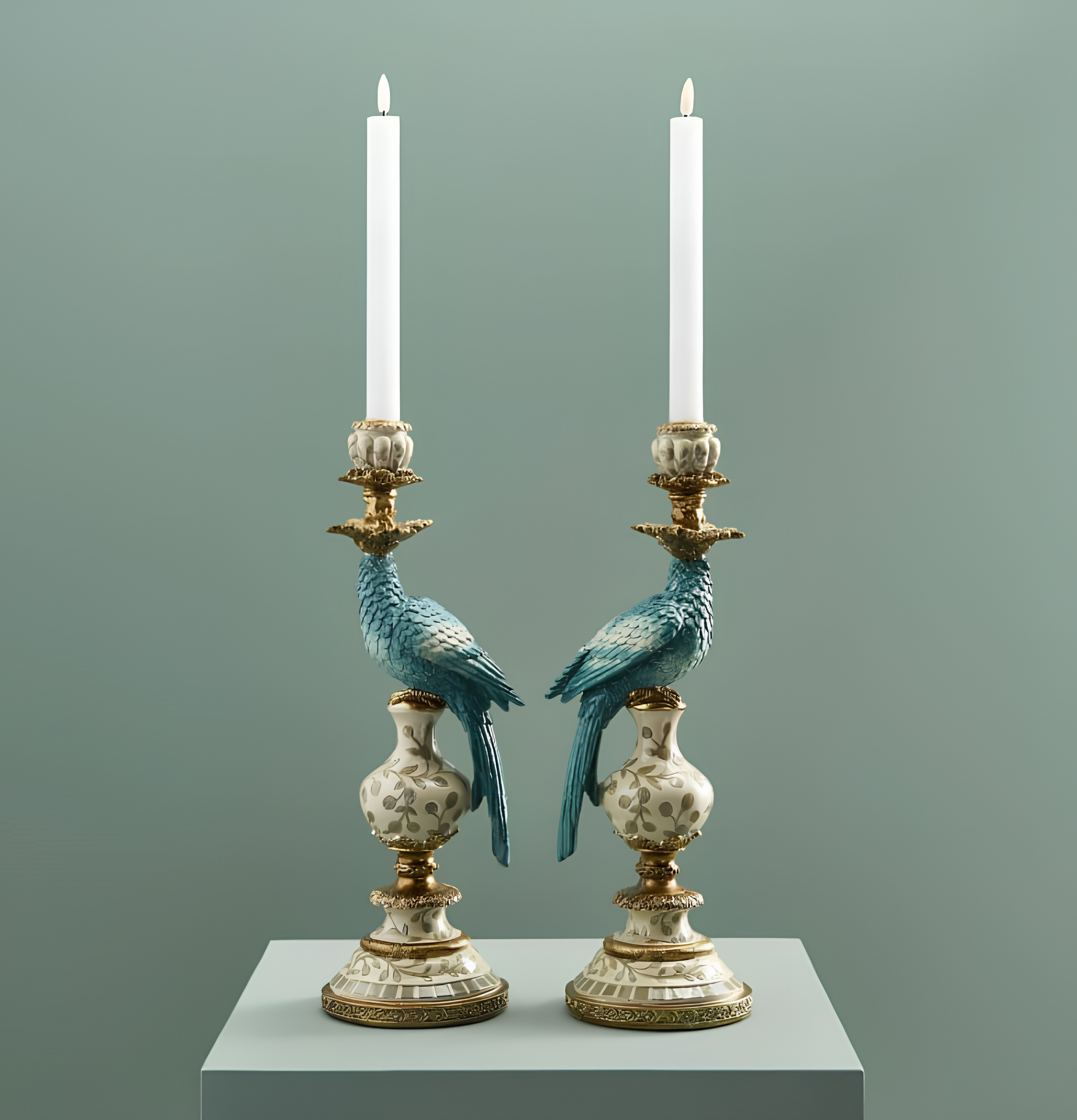 Ljusstake Papegoja Turkos Werner Voss Ljusstakar Adventsstakar Ljushållare Ljushyllor