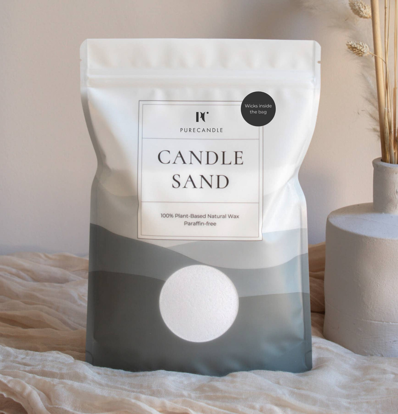 Ljussand Vit Inkl Vekar PureCandle Ljus Stearinljus Värmeljus