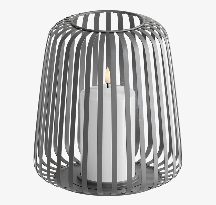 Lanterna Grå LED 20x22cm Deluxe Homeart Lanternor Stearinljus batteridrivna