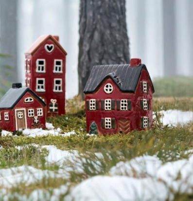 Ljuslykta Hus Släde Röd Julklapp IB Laursen Lyktor Endless Light Ljuslyktor