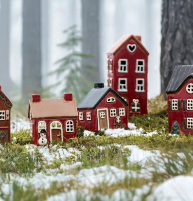 Ljuslykta Hus Släde Röd Julklapp IB Laursen Lyktor Endless Light Ljuslyktor