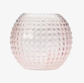 Bild av elegant ljuslykta med rosa glas och bubbelmönster