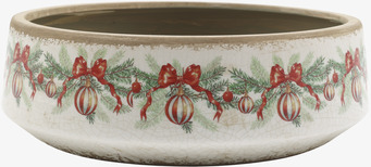 Fat med Julkulor och Rosetter Creme Ø30 cm Chic Antique för ljus, lyktor, växter krukor