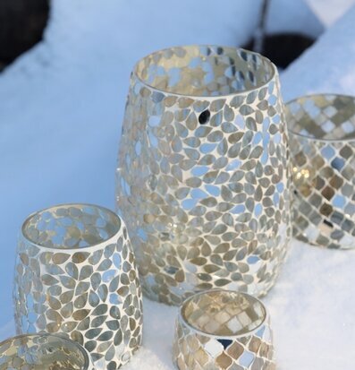 Hurricane Mosaik Champagne 23 cm Chic Antique Lyktor Endless Light Ljuslyktor