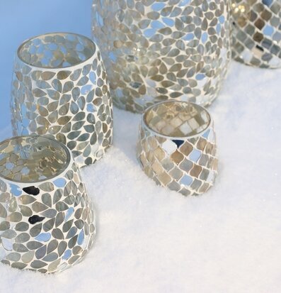 Hurricane Mosaik Champagne 14 cm Chic Antique Lyktor Endless Light Ljuslyktor