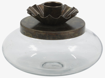 Ljusstake med Glasskål Antik Mässing Ø13 cm Chic Antique Ljusstakar Adventsstakar Ljushållare Ljushyllor