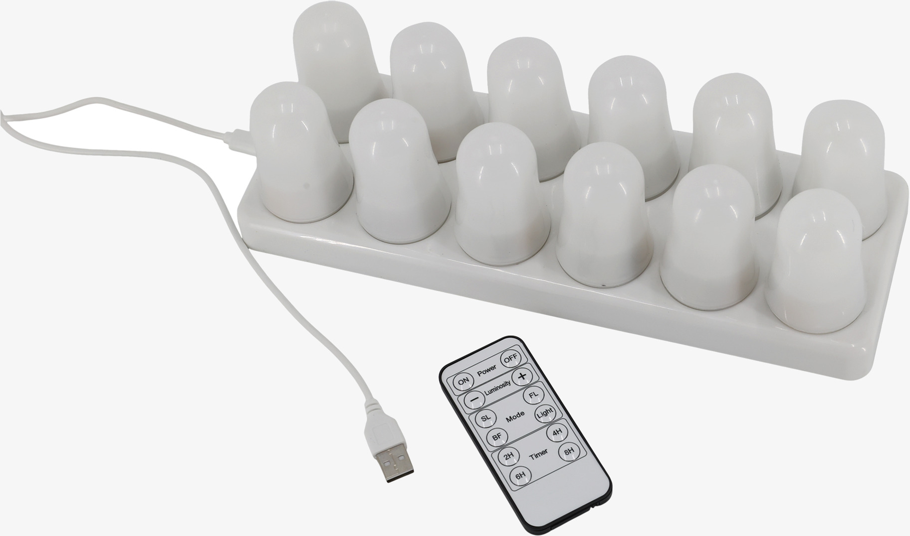Värmeljus LED Uppladdningsbara 12-pack med Laddstation Chic Antique Stearinljus batteridrivna