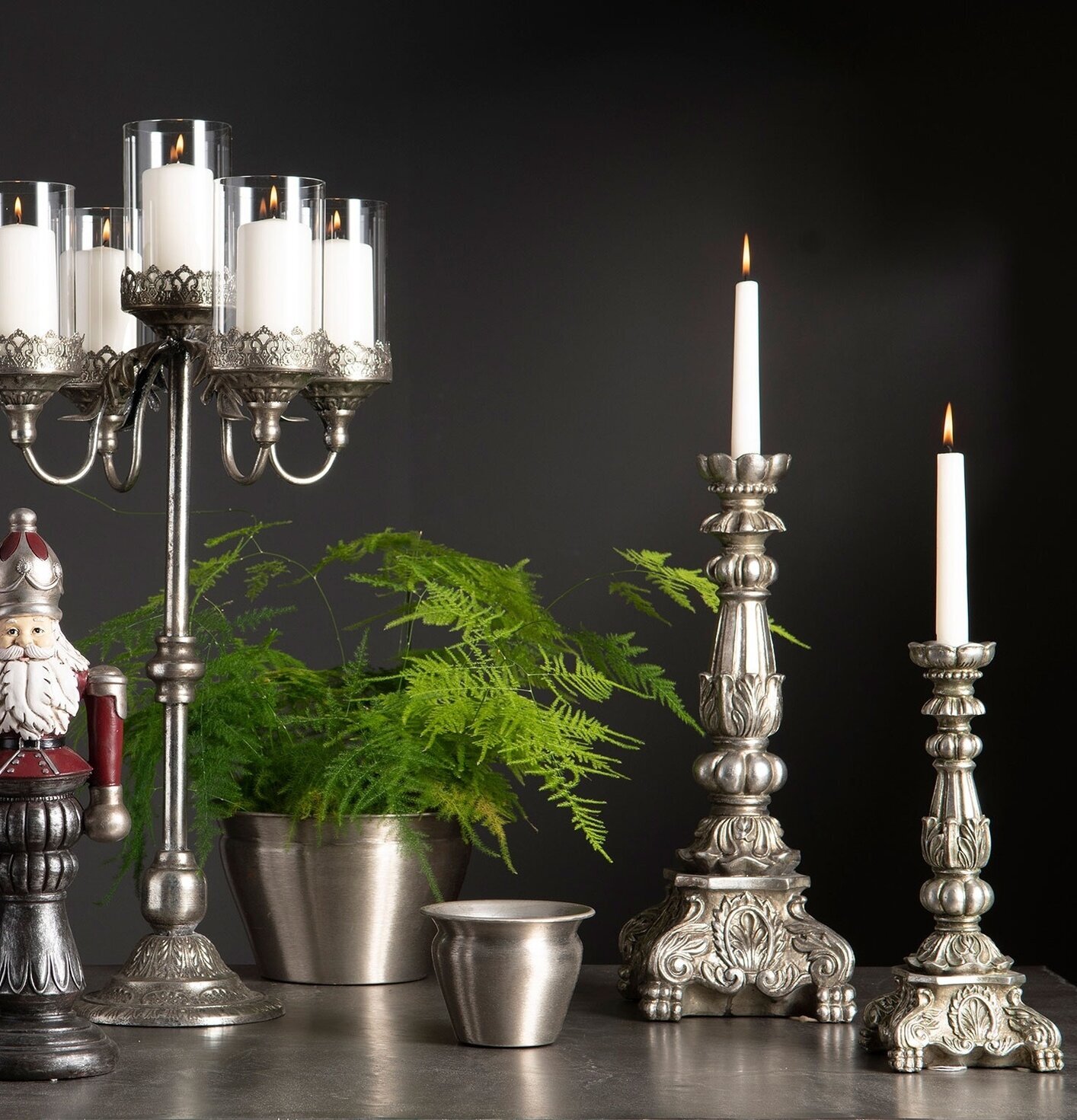 Ljusstake Enya Antik Silver 45 cm 31 A Lot Decoration Ljusstakar Adventsstakar Ljushållare Ljushyllor