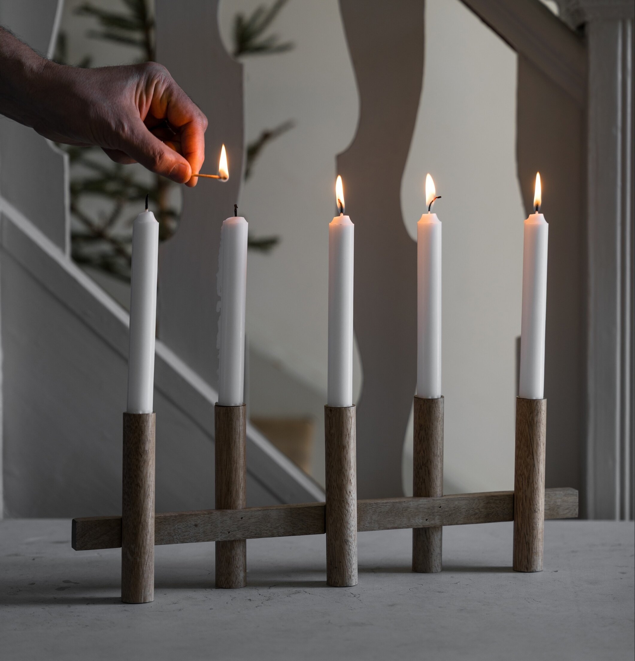 Adventsljusstake 5 Ljus Ljust Trä Ernst Ljusstakar Adventsstakar Ljushållare Ljushyllor