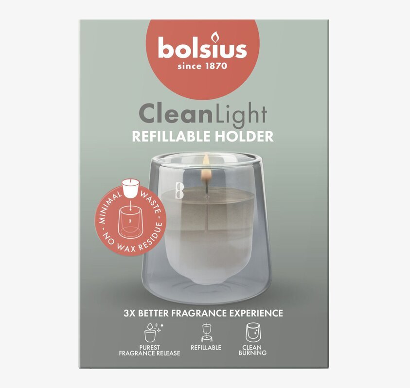 Bolsius CleanLight Doftljus med hållare - Cypress & Amber Doftljus/doftpinnar
