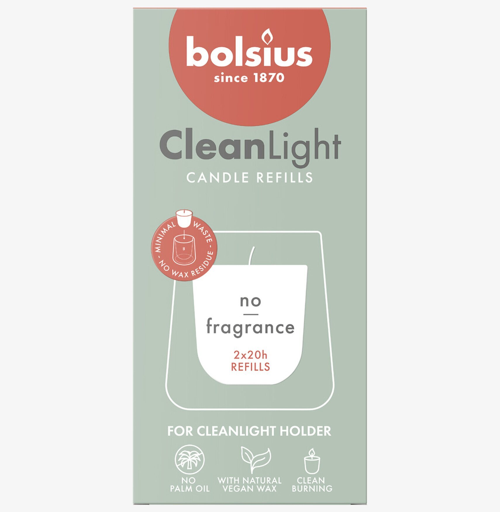 Bolsius CleanLight Ljus Refill 2-pack - Doftfri Doftljus/doftpinnar