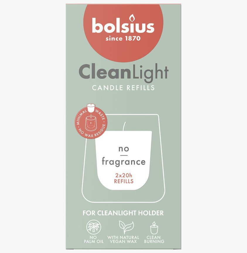 Bolsius CleanLight Ljus Refill 2-pack - Doftfri Doftljus/doftpinnar