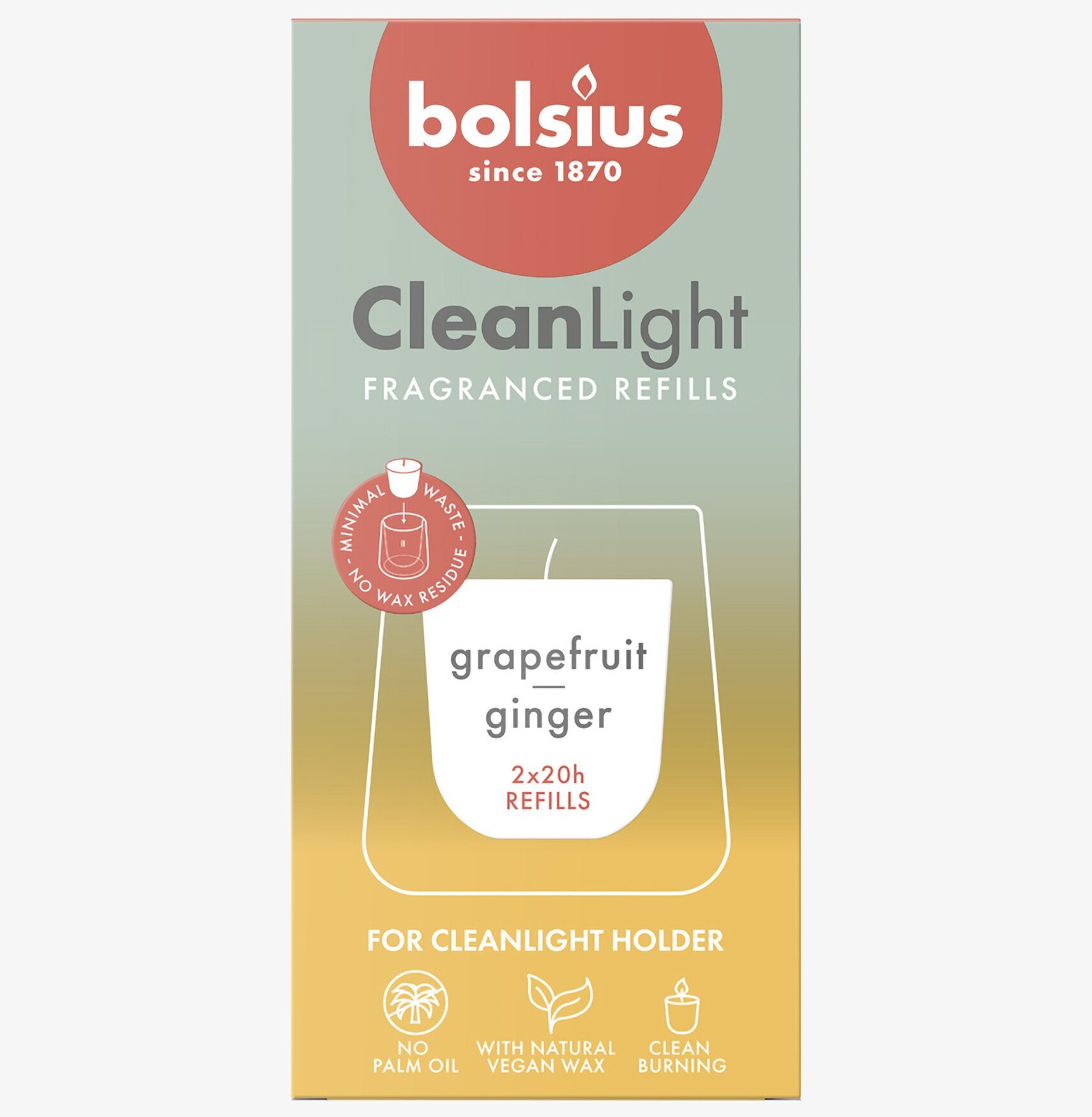 Bolsius CleanLight Doftljus Refill 2-pack - Grapefrukt & Ingefära Doftljus/doftpinnar