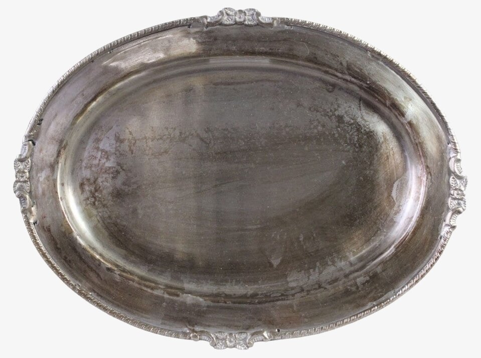 Fat Hilma Oval Antik Silver Stor Strömshaga för ljus, lyktor, växter och krukor Serveringsbrickor Brickset Serveringsfat