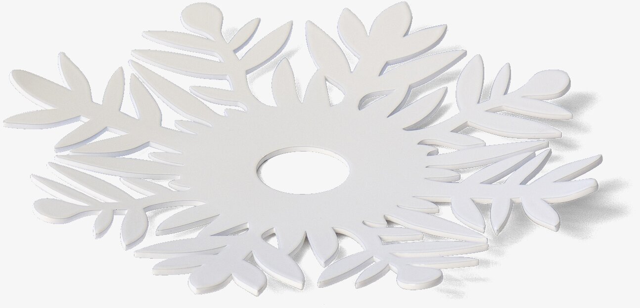 Bild av stilren vit ljusmanschett med olivbladsmotiv