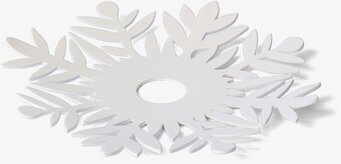 Bild av stilren vit ljusmanschett med olivbladsmotiv