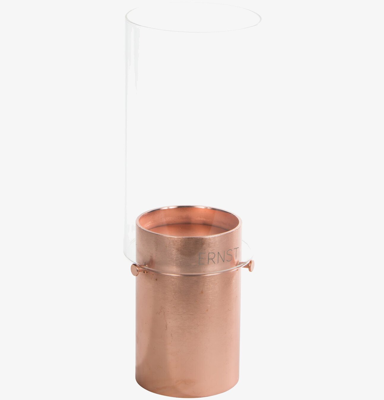 Rund Lykta Koppar Hög från Ernst med koppar och glas