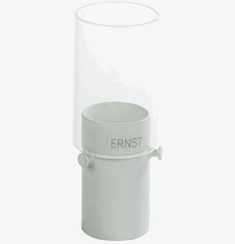 Bild av rund vit lykta för värmeljus i glas och metall