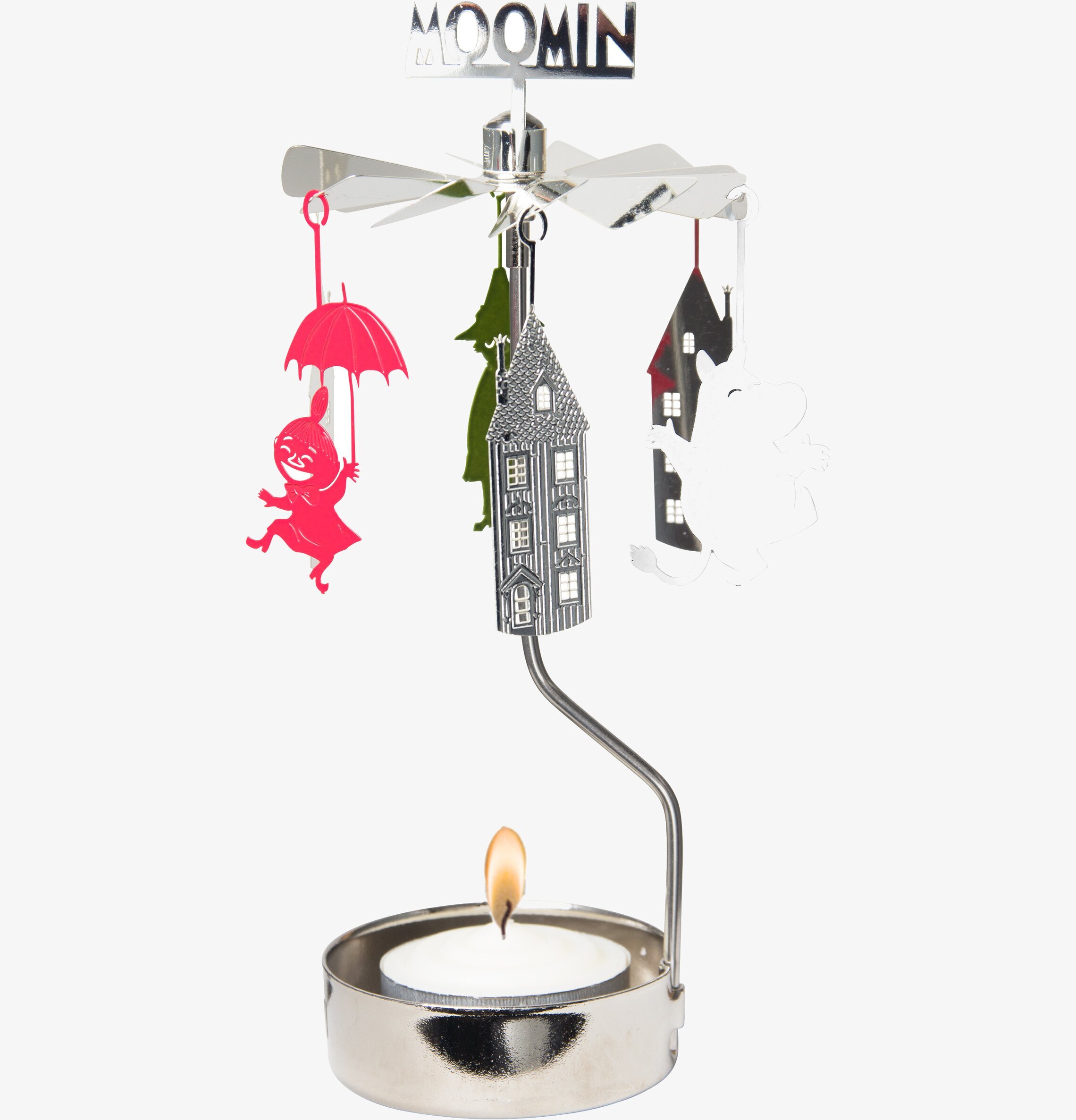 Bild av änglaspel med Mumin-karaktärer i rörelse