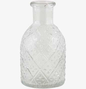 Foto av elegant och funktionell glasvas med reliefmönster