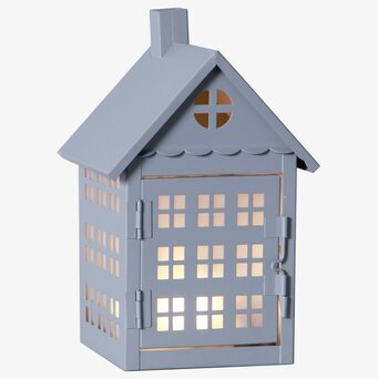 Bild av ljuslykta: Grått metallhus med rustik design