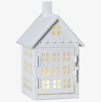 Bild av vit metallhus-lykta för mysig atmosfär