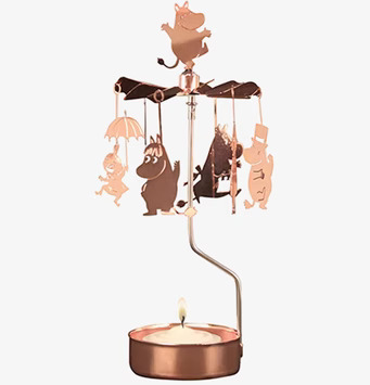 Bild av änglaspel med Muminfigurer i kopparfärg