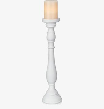 Bild av elegant vit ljuslykta i trä med modern design