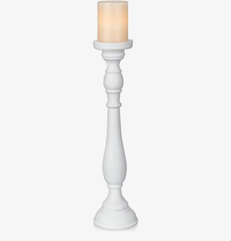 Bild av elegant vit ljuslykta i trä med modern design