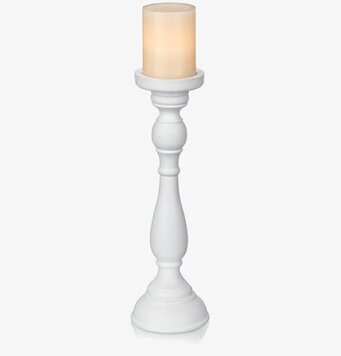 Bild av elegant vit ljuslykta i trä, tidlös design