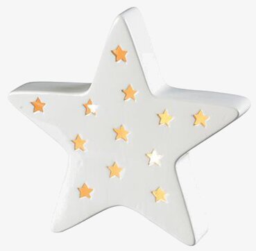 Bild av stilren vit ljuslykta i form av en stjärna