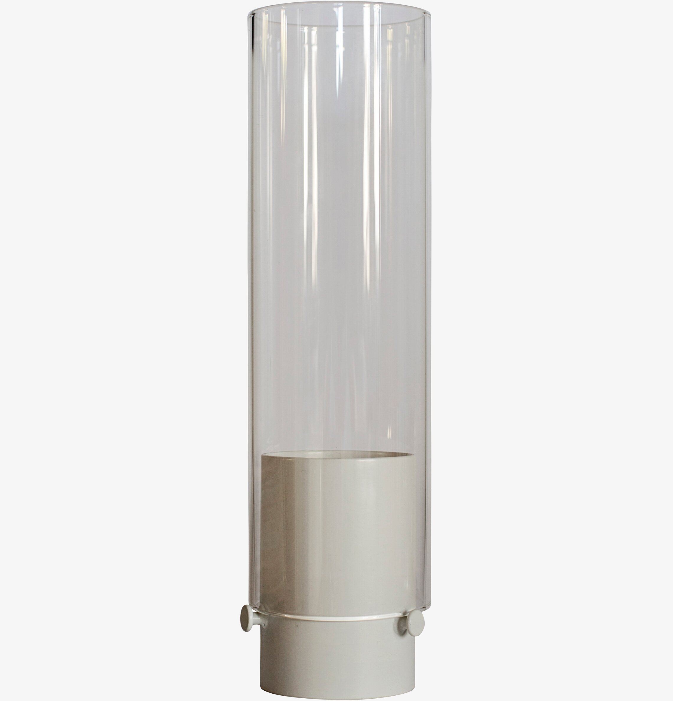 Bild av minimalistisk ljuslykta med glas och vit bas