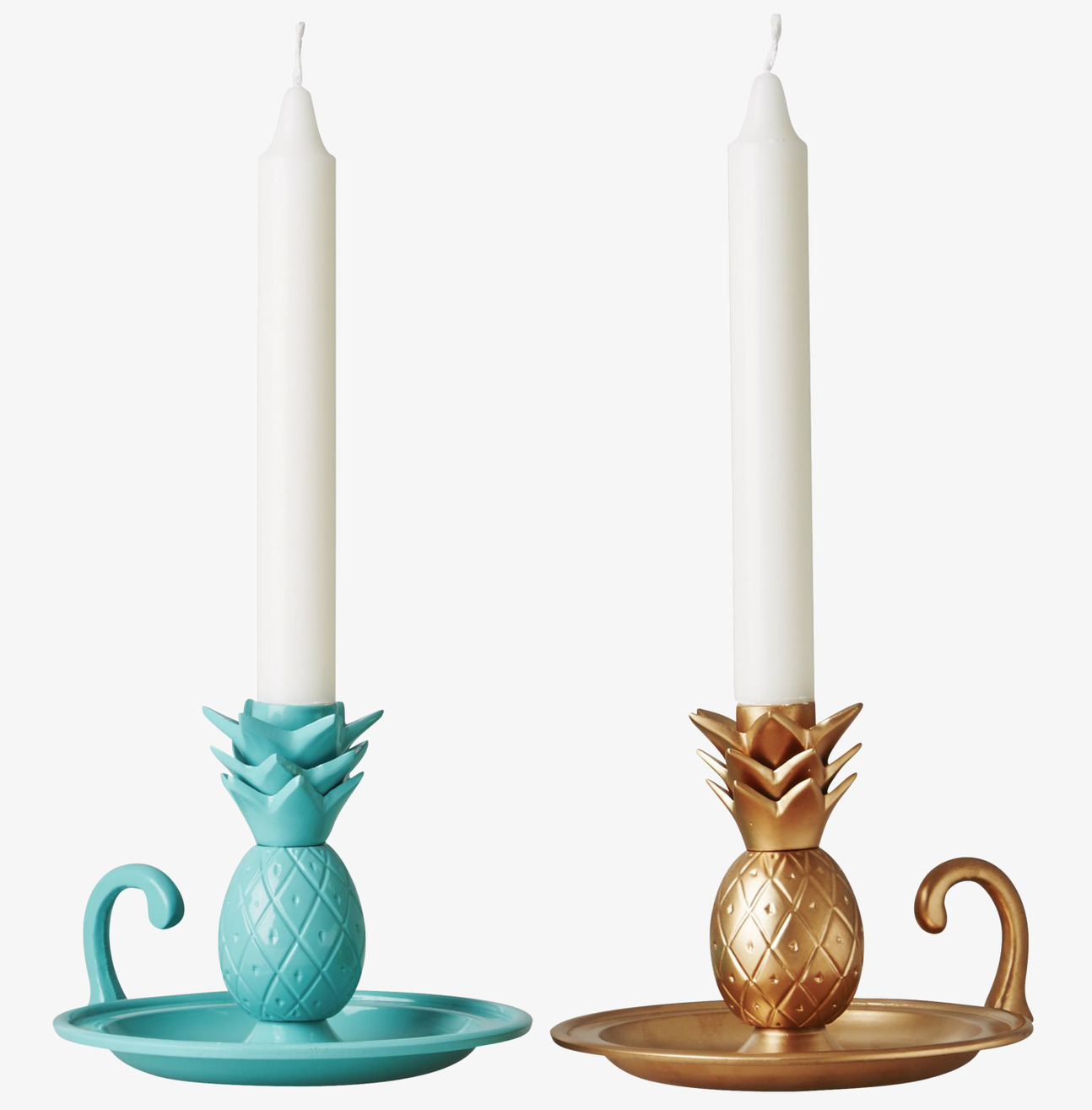 Ljusstake Pineapple Jade från Rice i turkos och gyllene färg