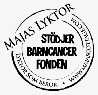 Bild med cirkulär logotyp som stödjer Barncancerfonden