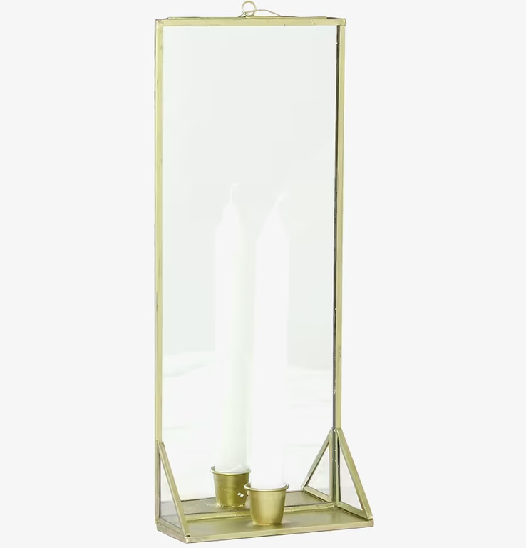 Väggljusstake Spegel Mässing från Strömshaga på vägg