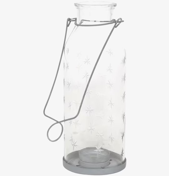 Bild av elegant hängande ljuslykta i glas och metall